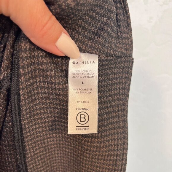 Athleta Delancey Houndstooth tight Brown leggings Size L pockets - Picture 11 of 12